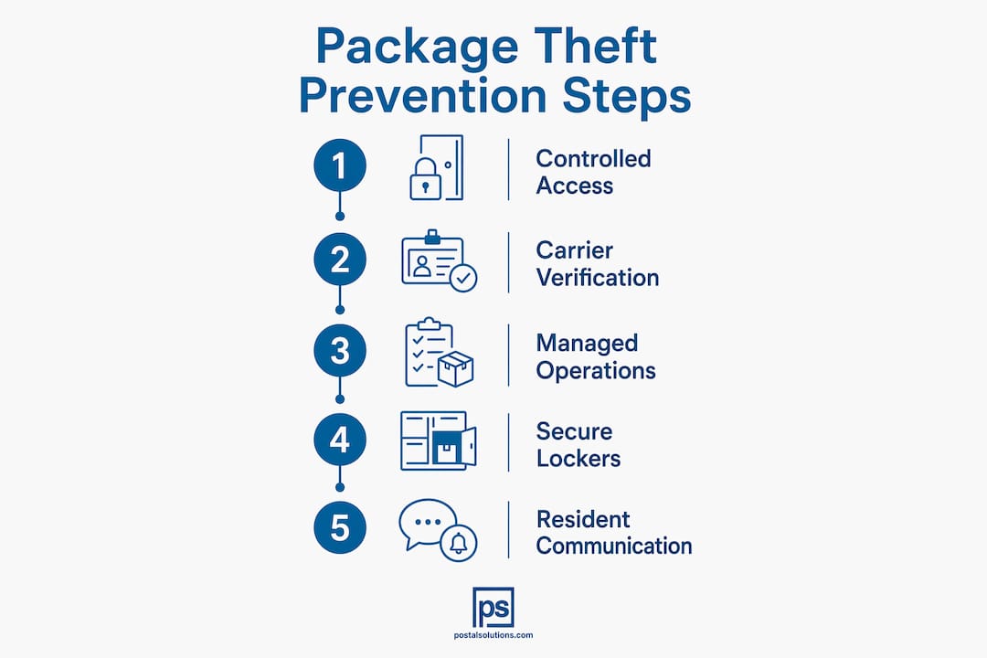 Infographic showing steps to prevent package theft