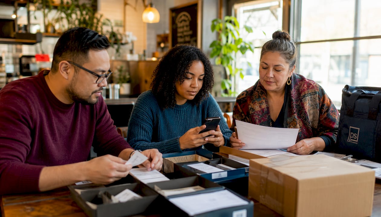 Leasing agents organizing package pickup duties collaboratively