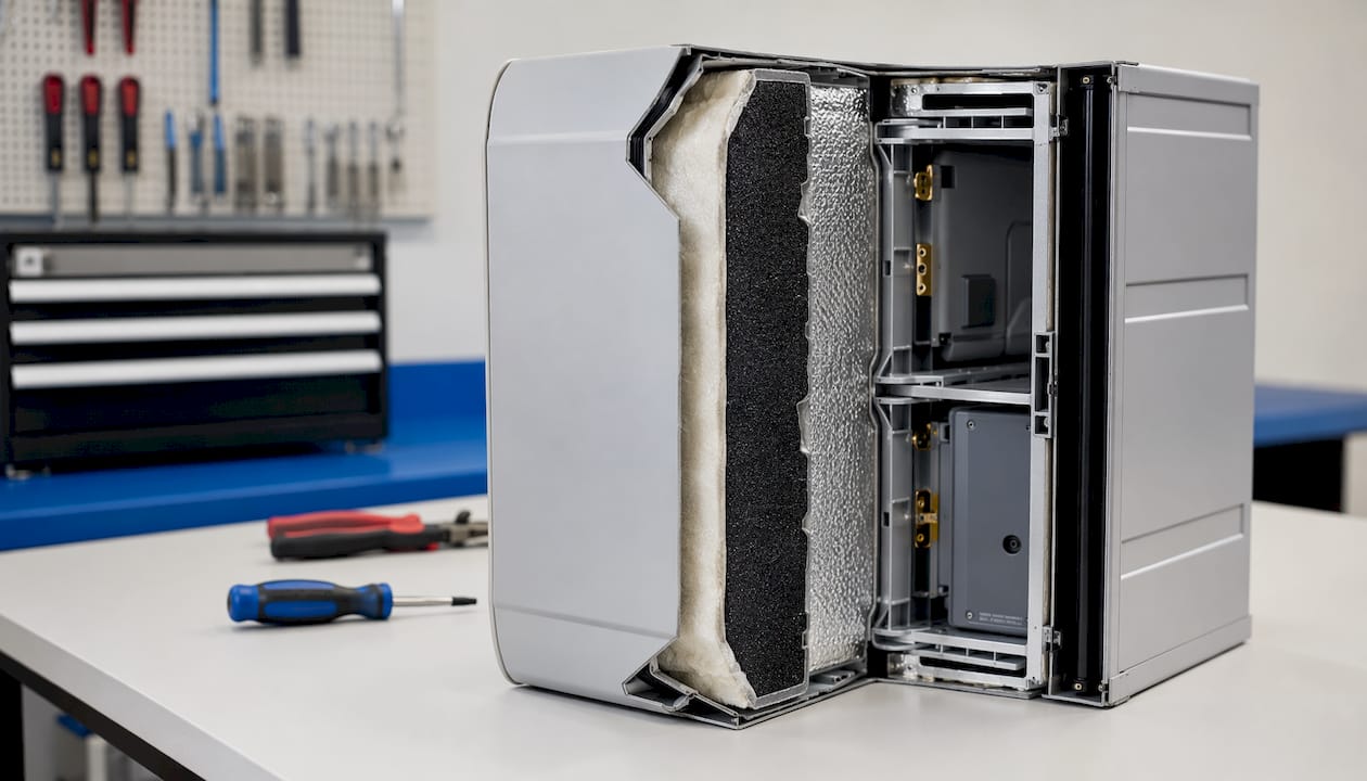 Cross-section of heat-resistant locker with insulation