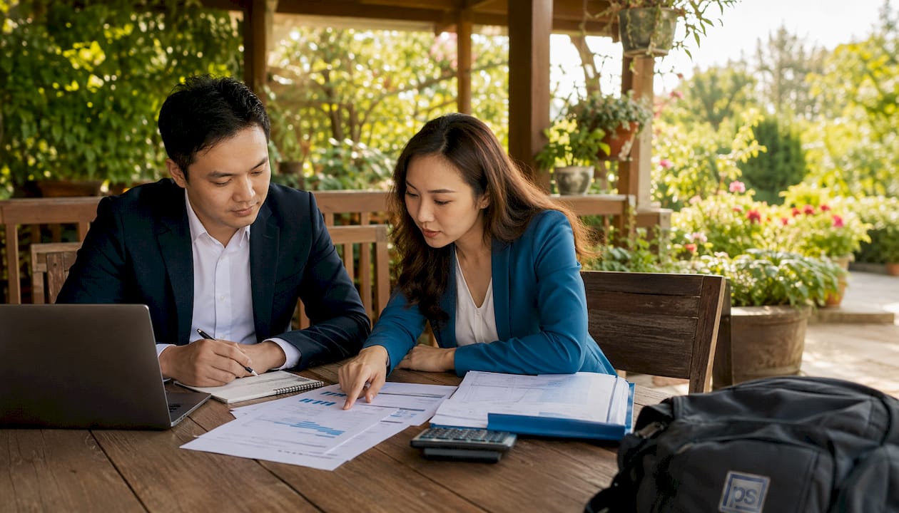 Property managers discussing outsourcing costs
