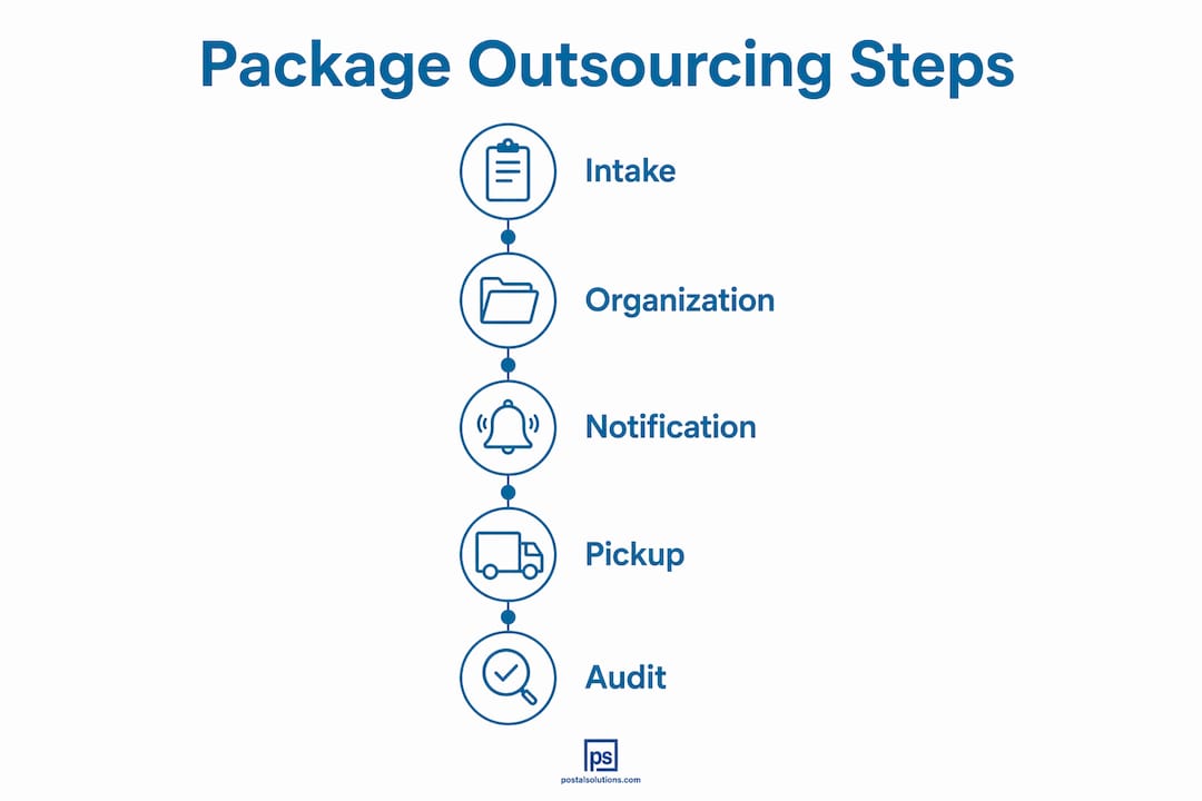 Infographic illustrating package outsourcing steps