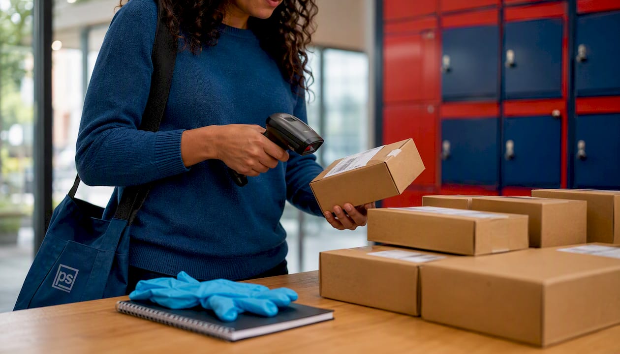 Hands scanning package with barcode scanner