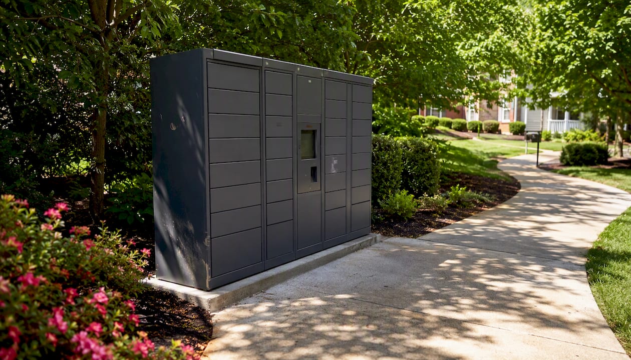 Outdoor package lockers with weather-resistant features