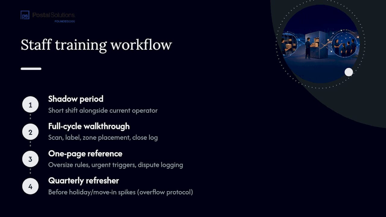 Training Staff to Handle Packages Without Slowing Down Pickup — overview diagram