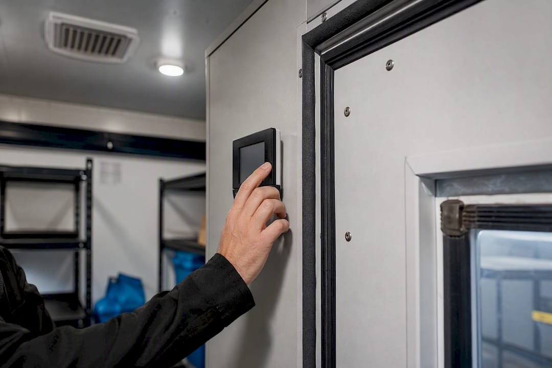Indoor package room HVAC and sealed door