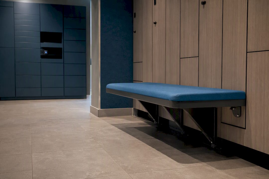 Accessible bench with clear wheelchair space