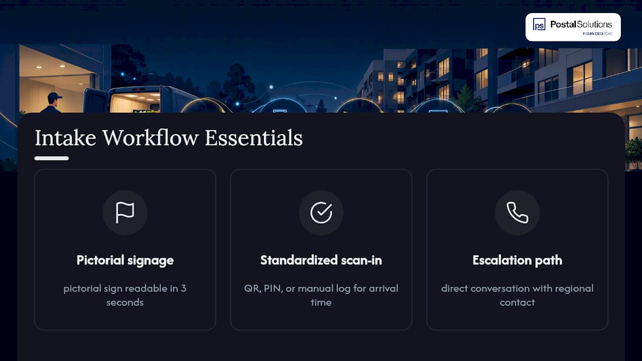 Diagram of intake workflow elements for meal-kit deliveries