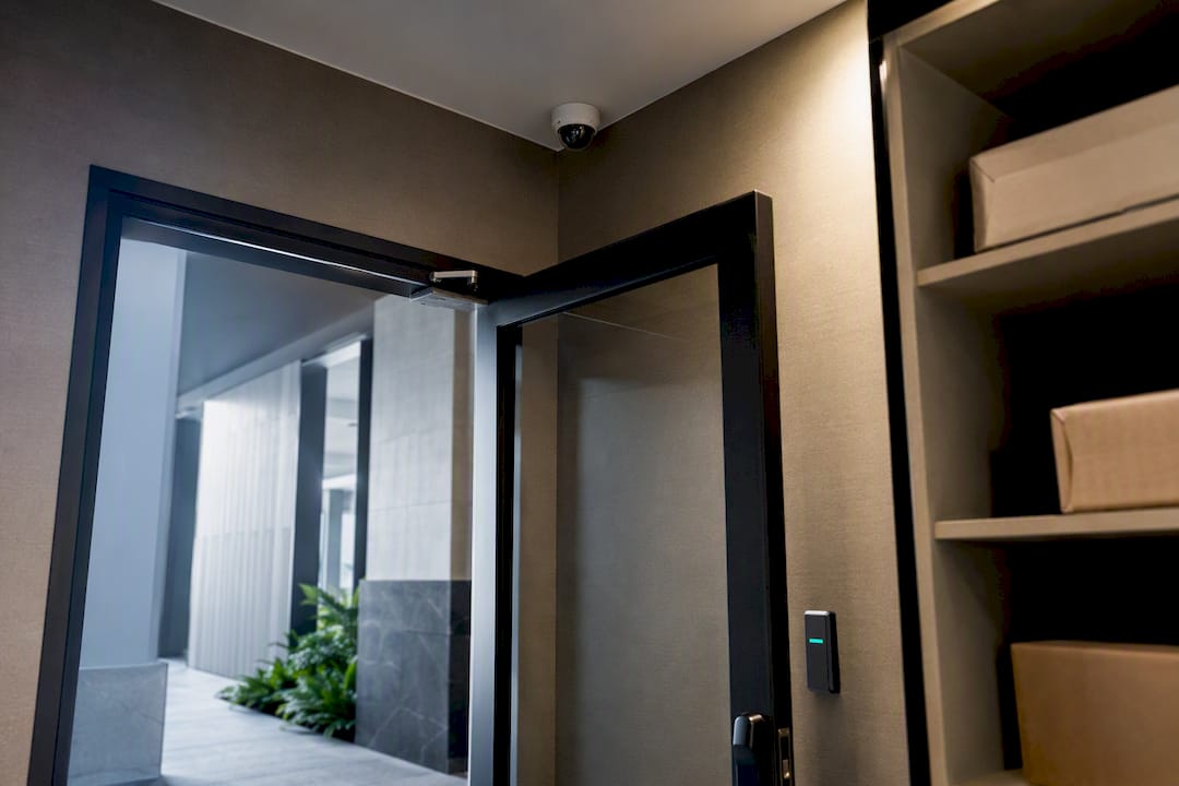 Security camera overlooking package room access