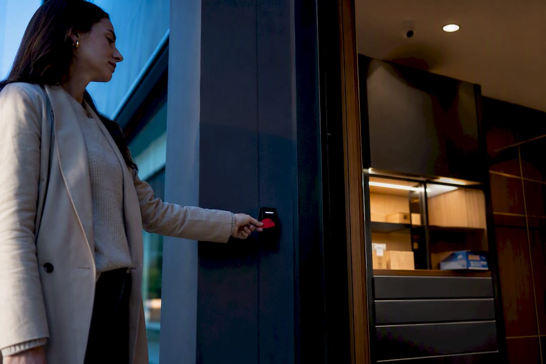 Resident using credential at package room