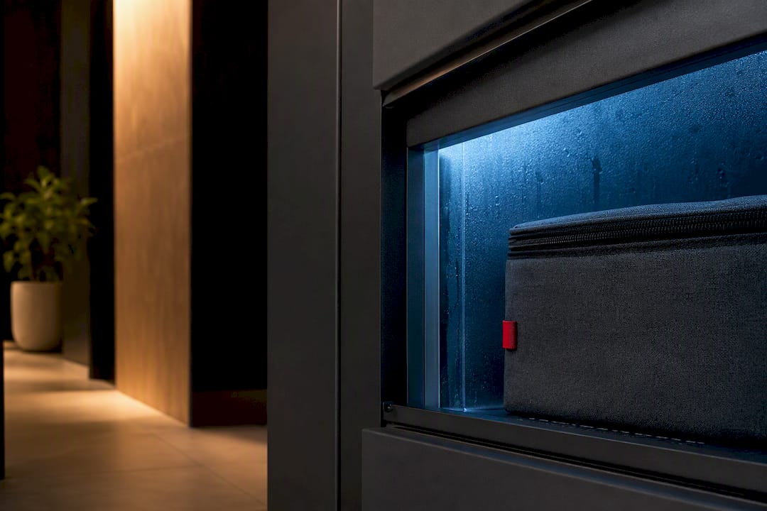 Refrigerated compartment in multifamily service alcove