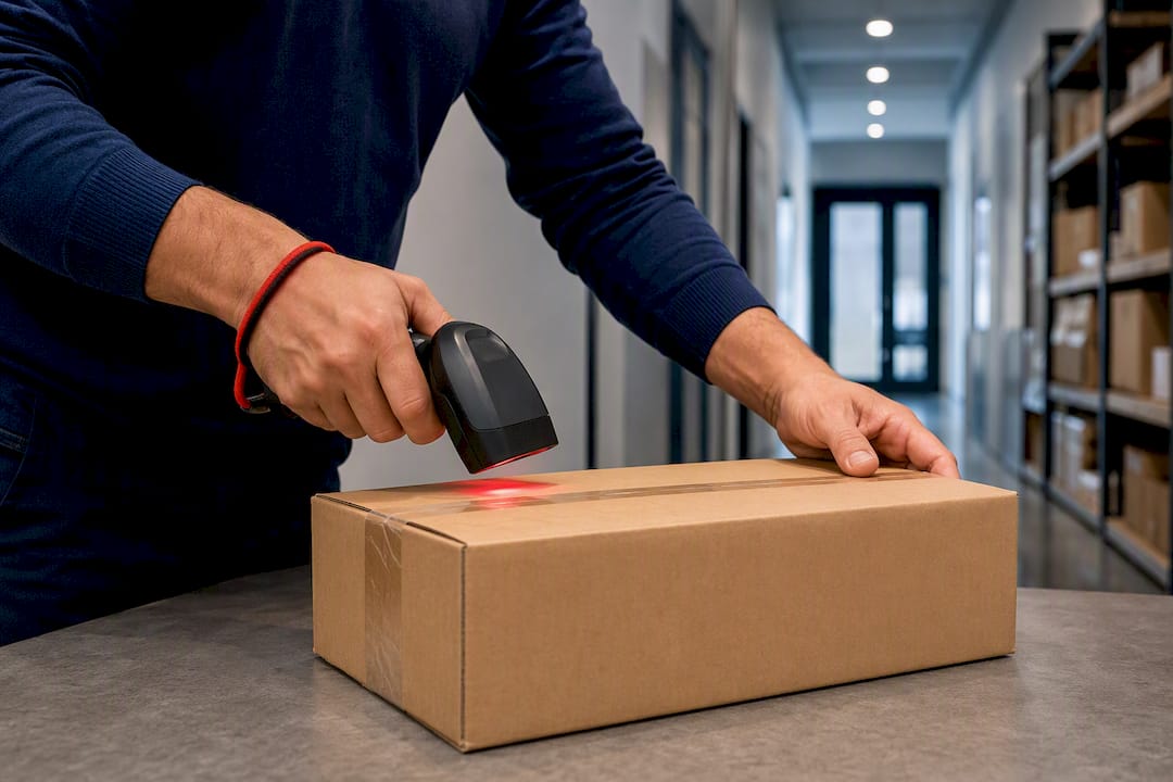 Parcel scanned at package intake checkpoint