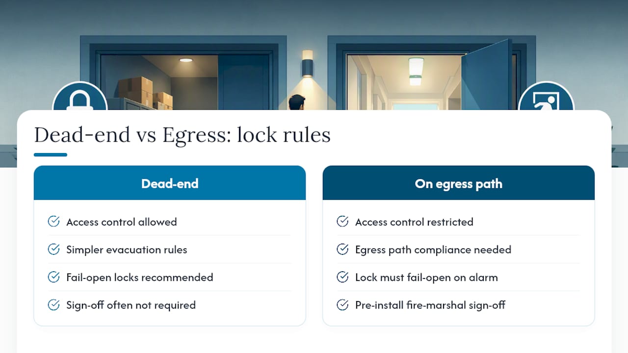 Package room access and egress comparison