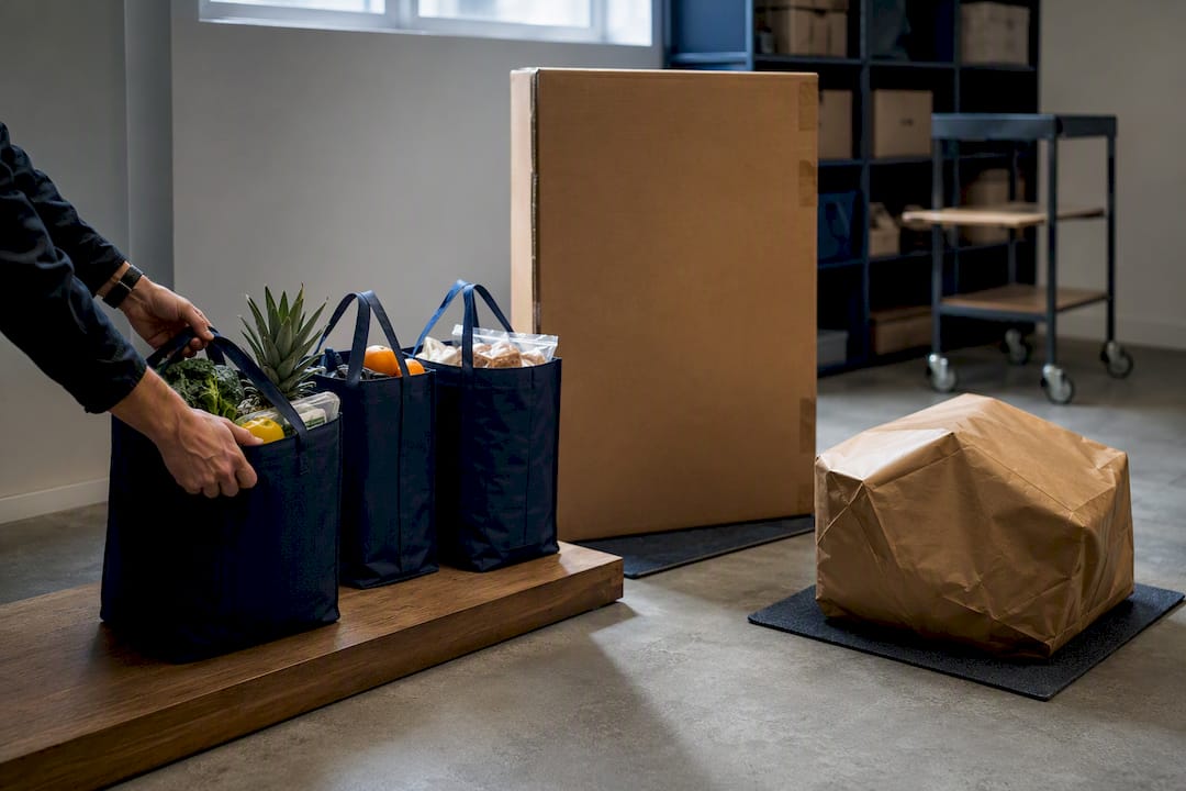 Oversized deliveries staged outside lockers