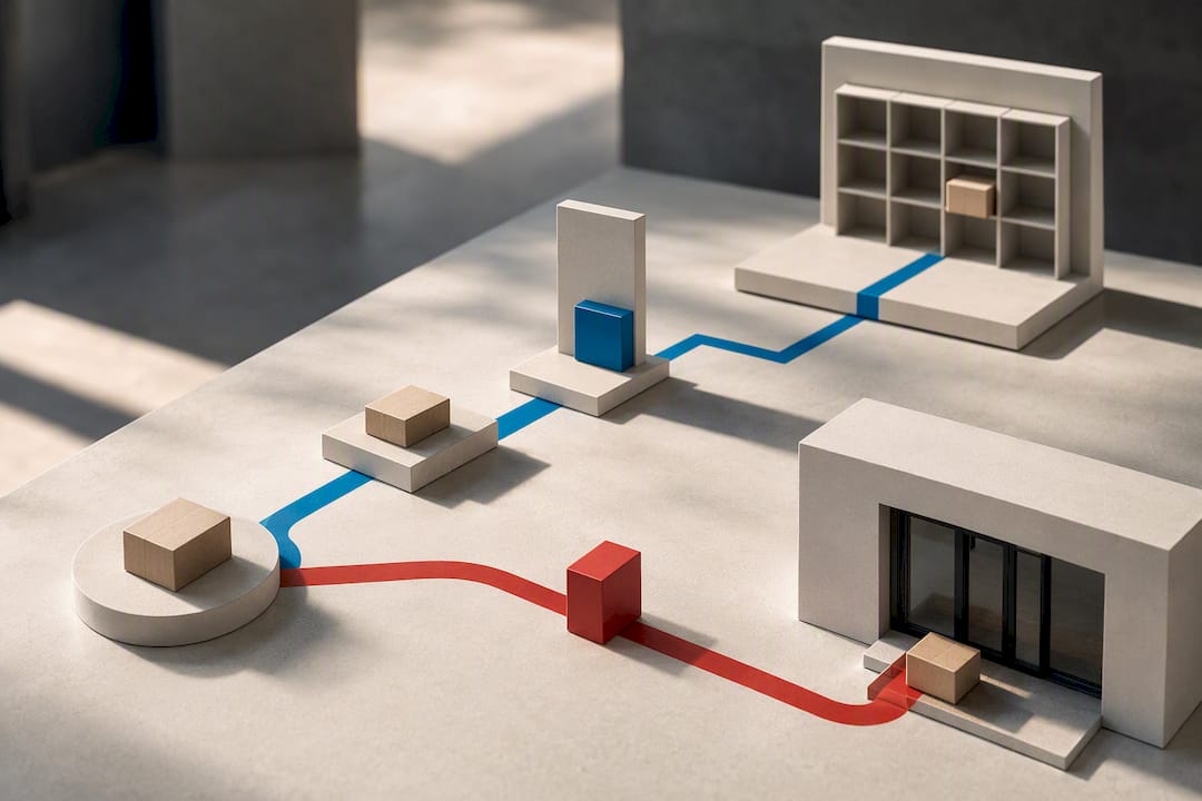 Illustrated courier onboarding workflow paths