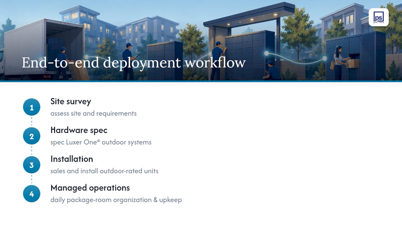 How Postal Solutions Supports Outdoor Locker Deployments — overview diagram