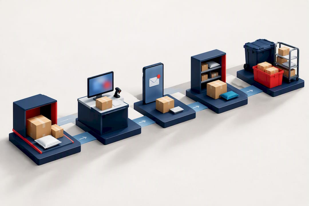 Five-stage package management process illustration