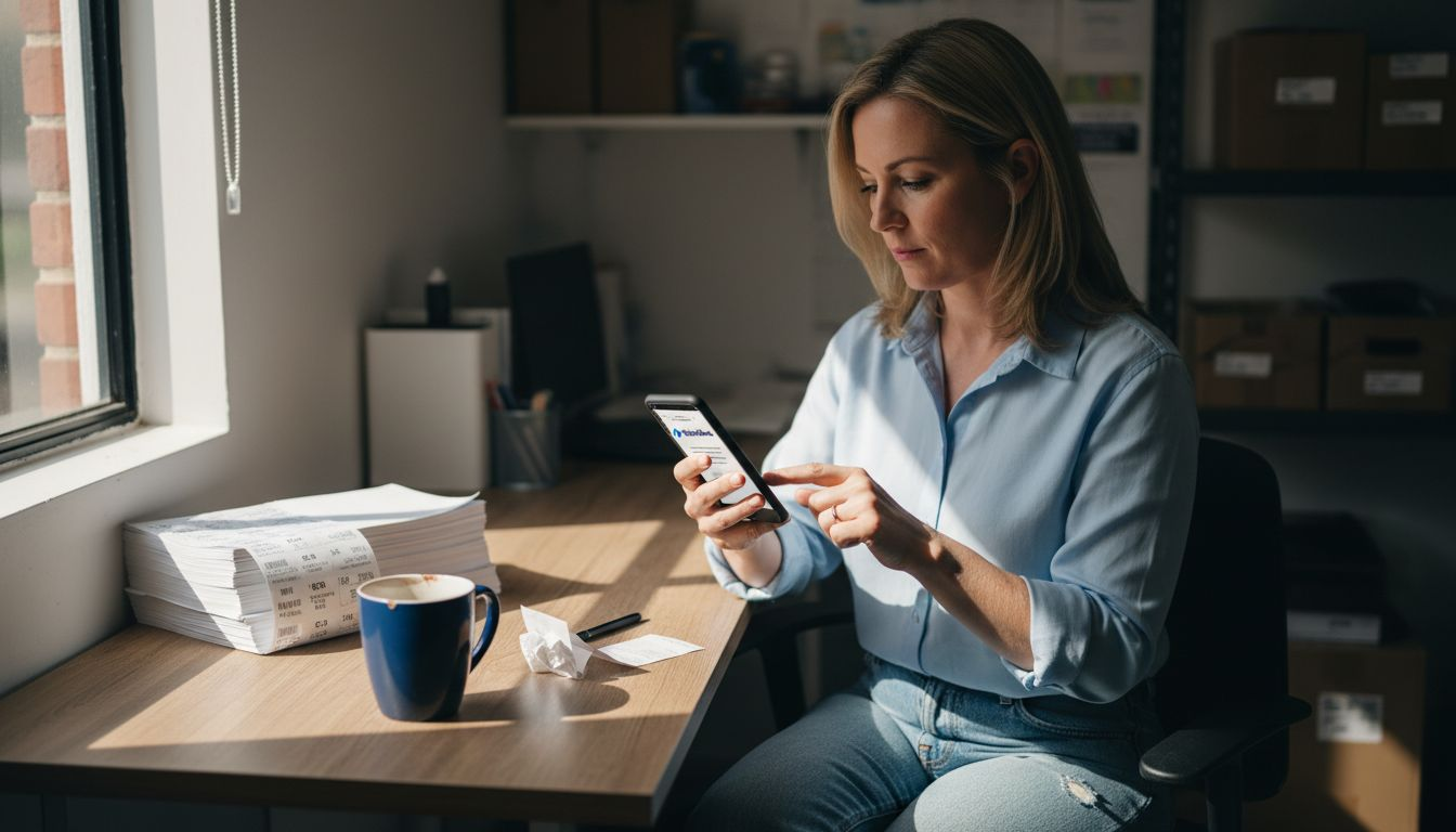 Retail manager testing mobile site interface