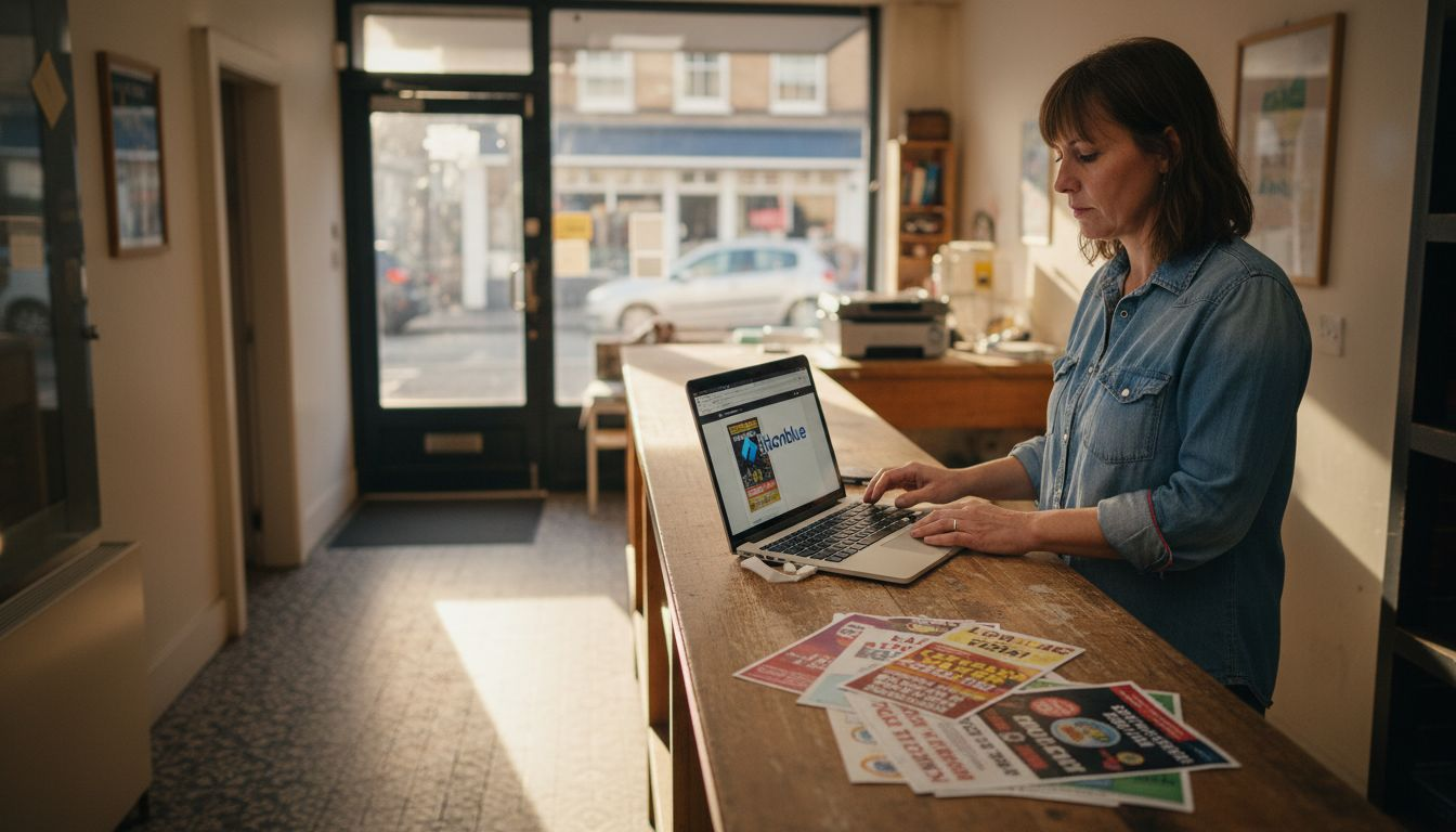 Business owner updating website brand elements