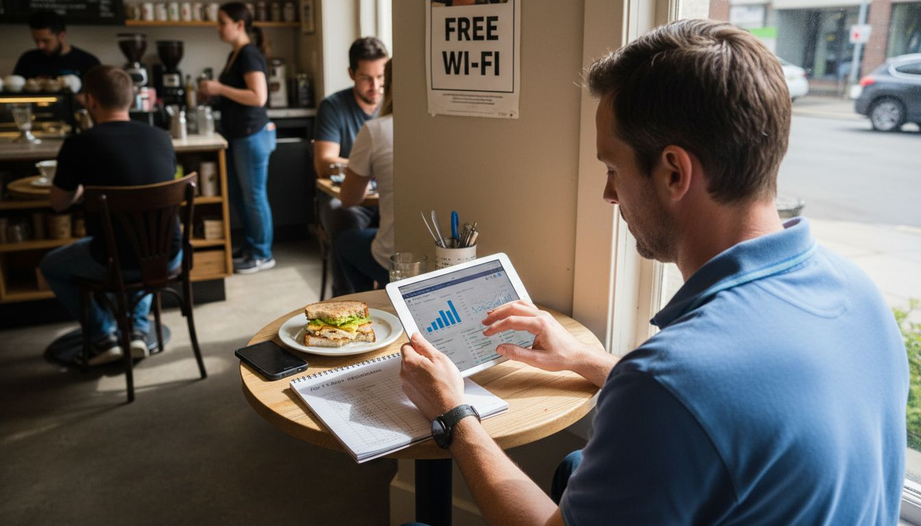 Man comparing organic and paid marketing results