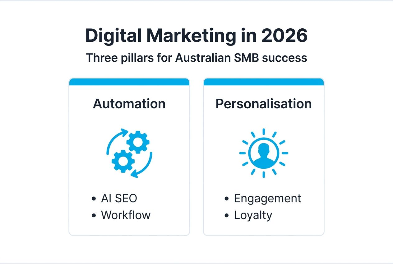 Infographic showing three pillars of SMB marketing