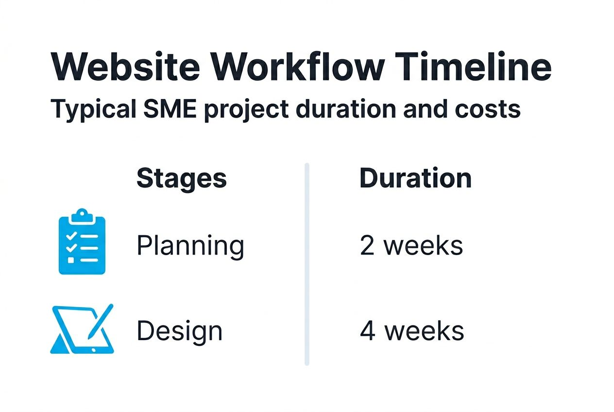 Infographic showing SME website timeline and costs