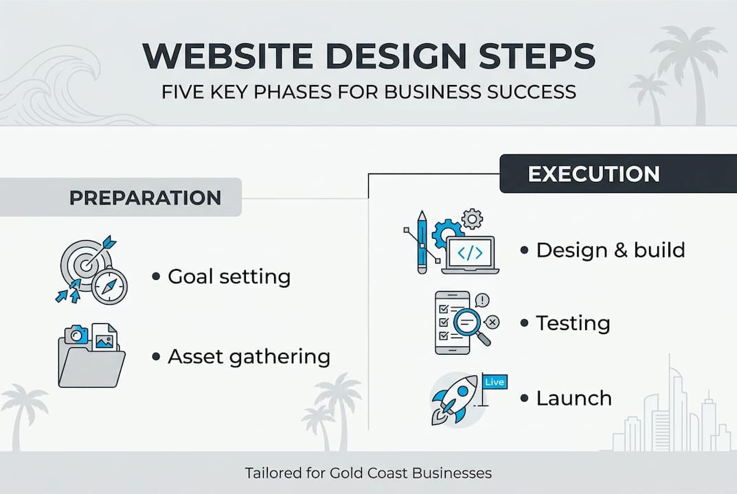 Infographic of website design process phases