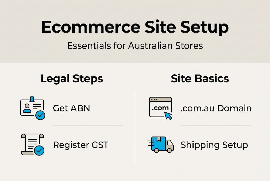 Infographic showing ecommerce site setup checklist