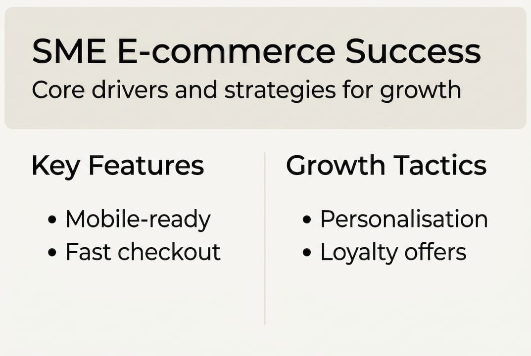 Infographic showing SME e-commerce growth tactics