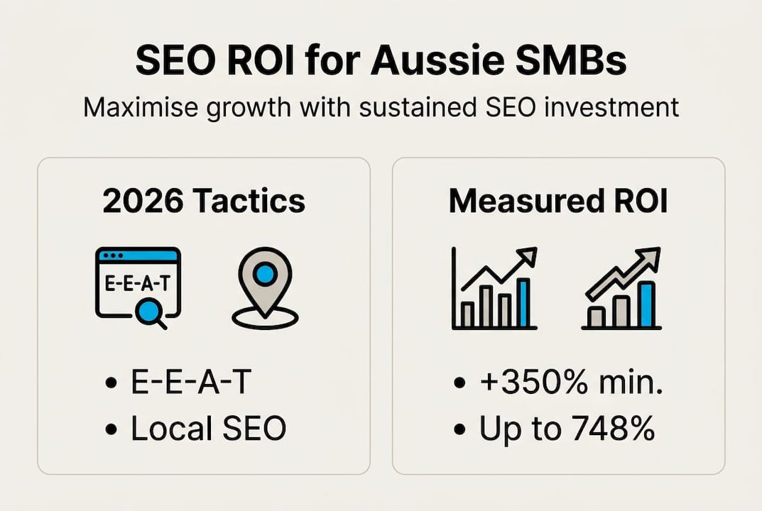 Infographic showing SEO ROI methods and outcomes