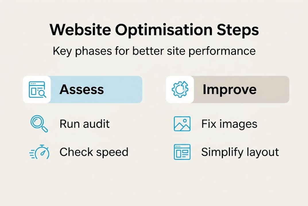 Infographic of main website optimisation steps