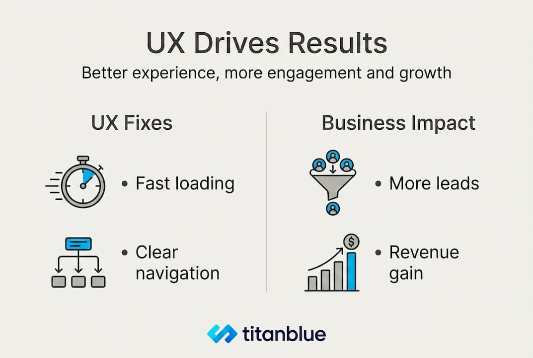 Infographic with key UX improvements and impacts