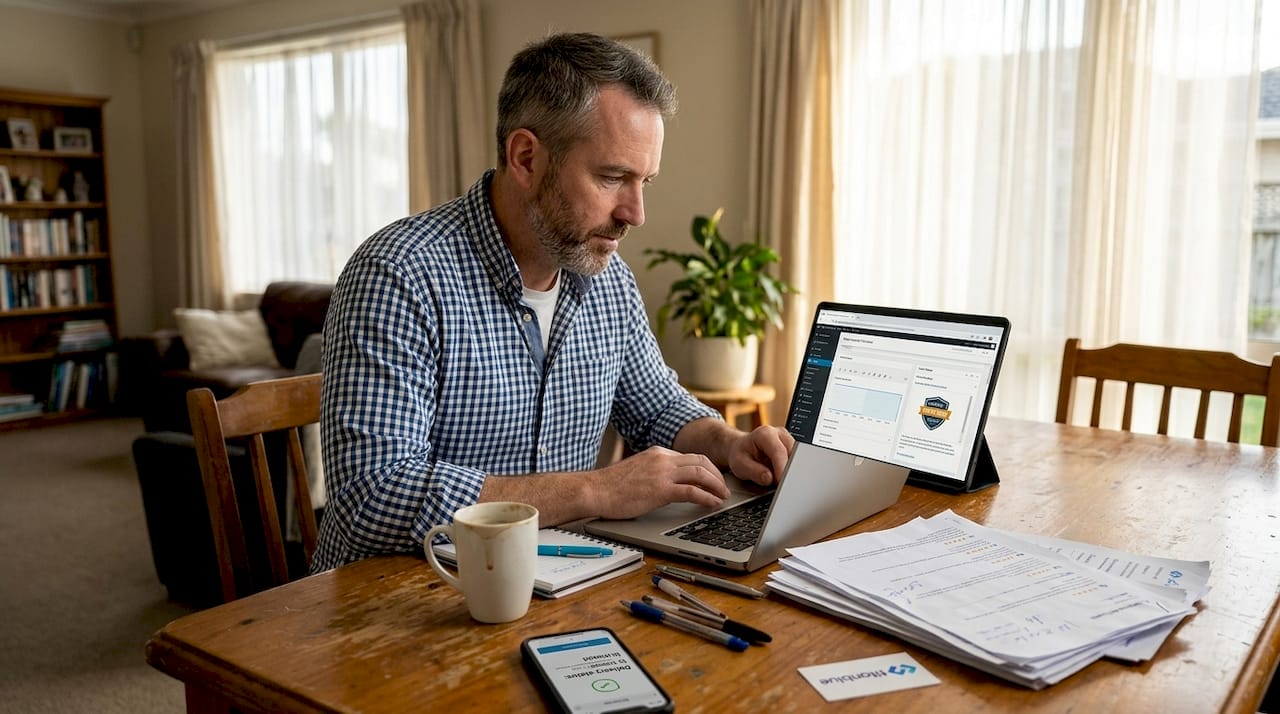 Owner updating retail site trust badges