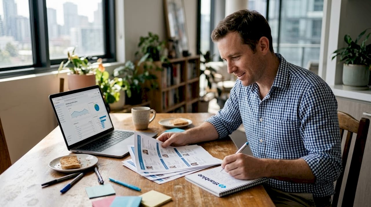 Consultant auditing business digital profiles