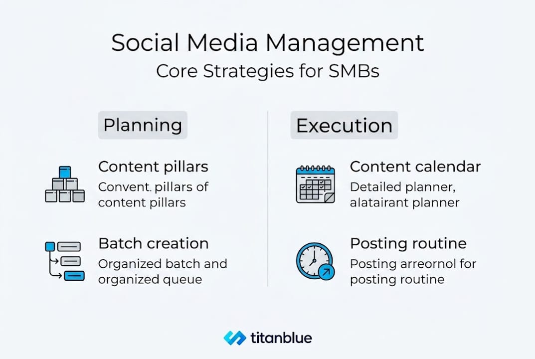 Infographic core strategies social media management