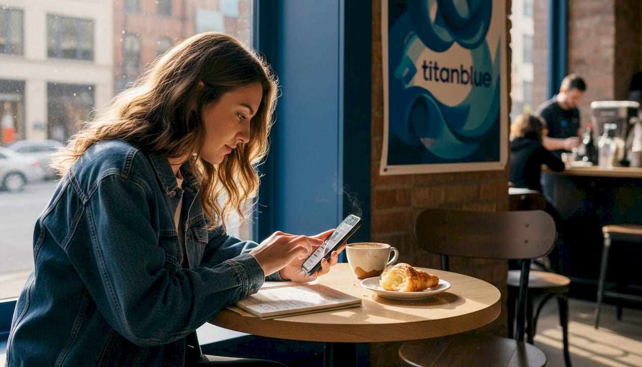 Young woman testing website mobile usability