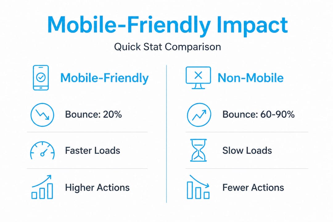 Stat comparison mobile-friendly vs non-mobile-friendly