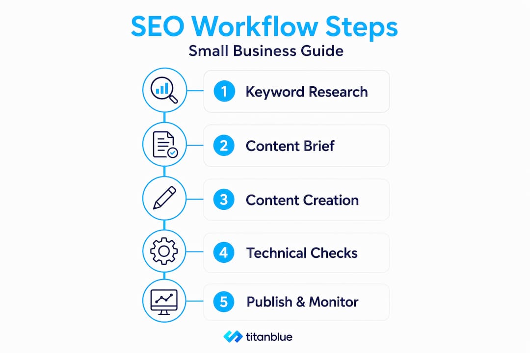 Infographic outlining the SEO workflow steps