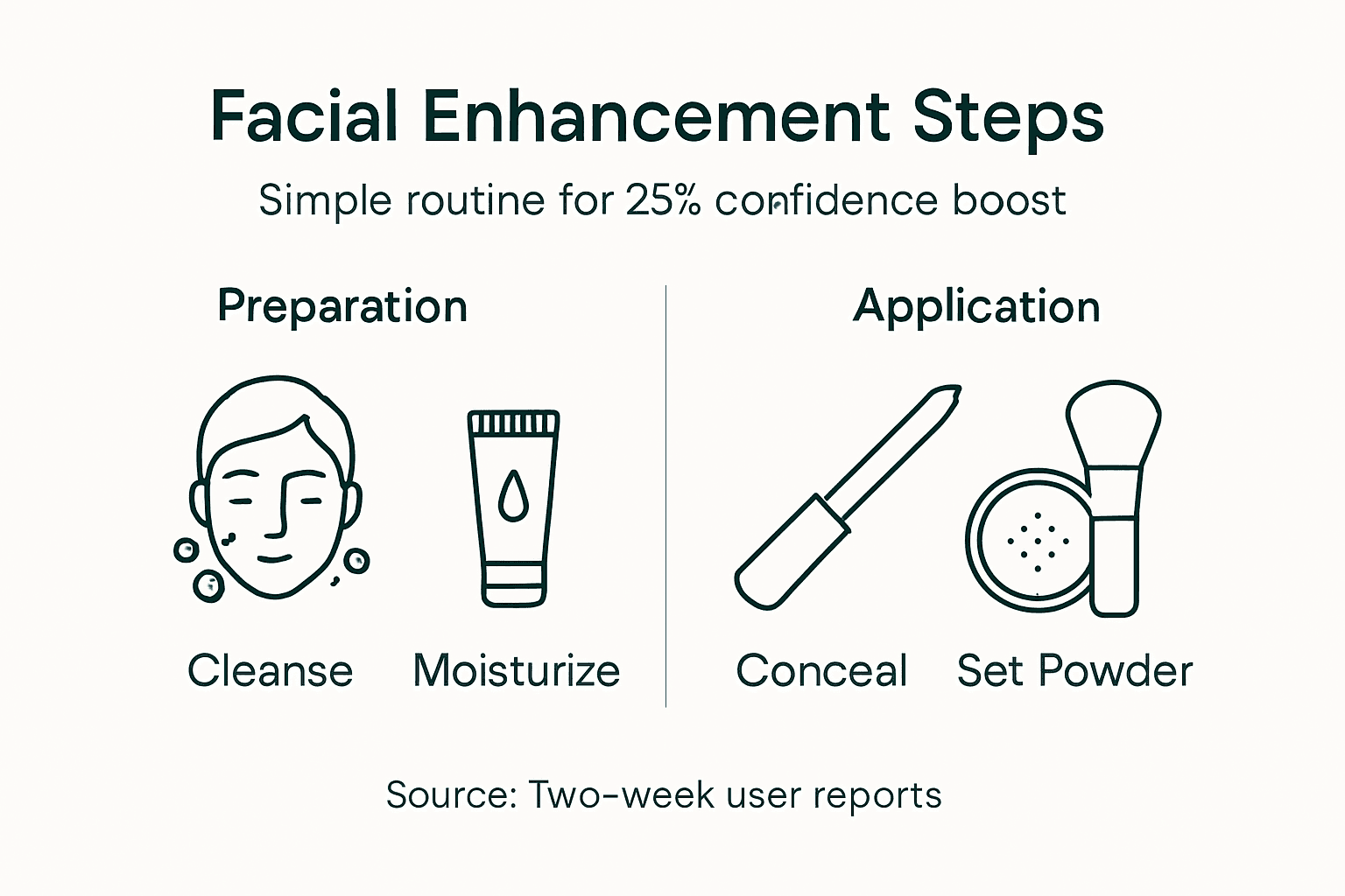 Infographic shows facial enhancement steps and confidence boost