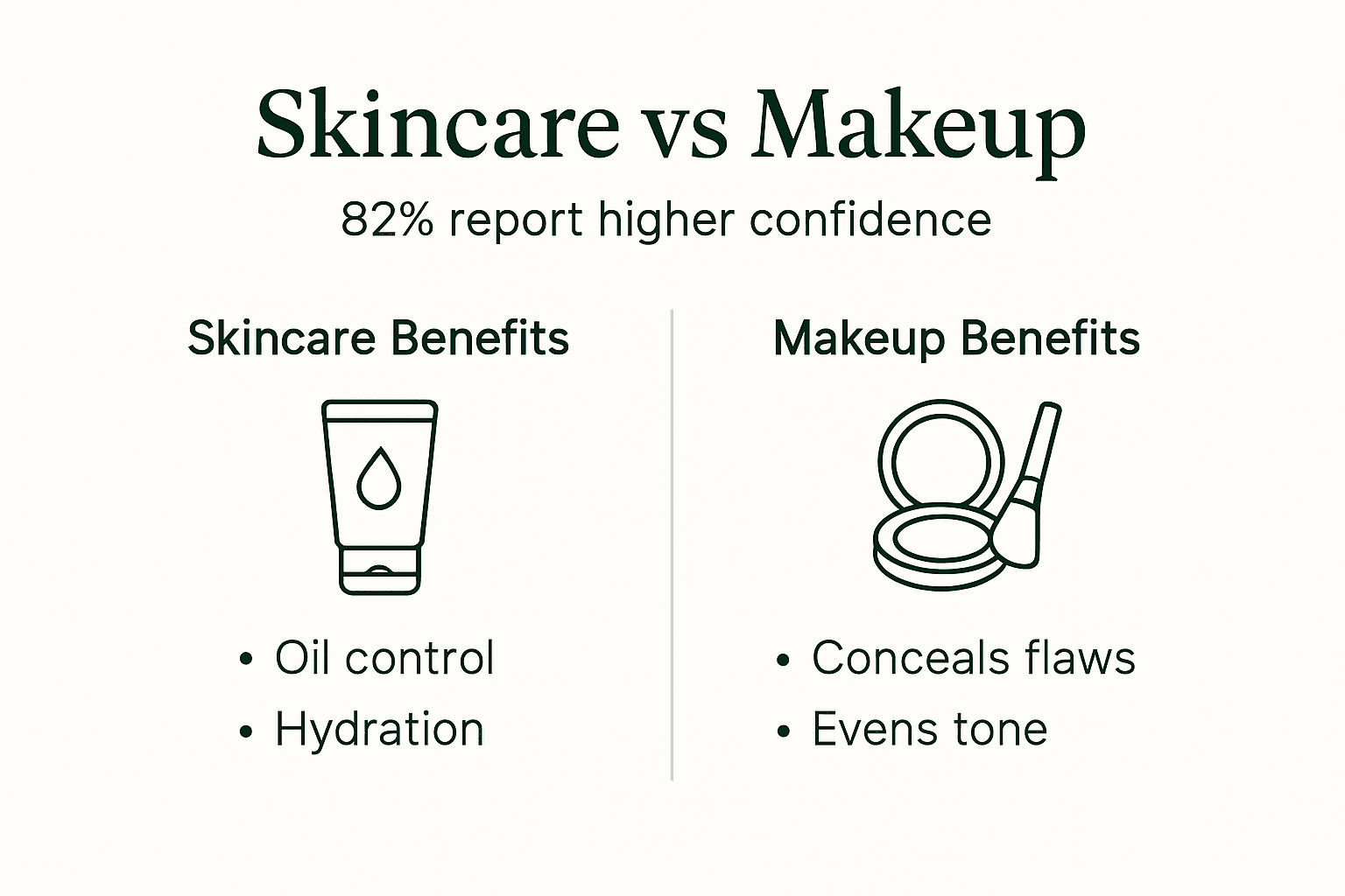 Infographic comparing skincare and makeup benefits
