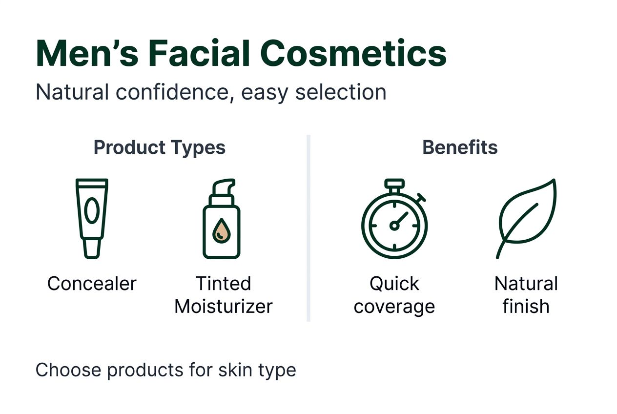 Infographic comparing men’s facial cosmetics and benefits