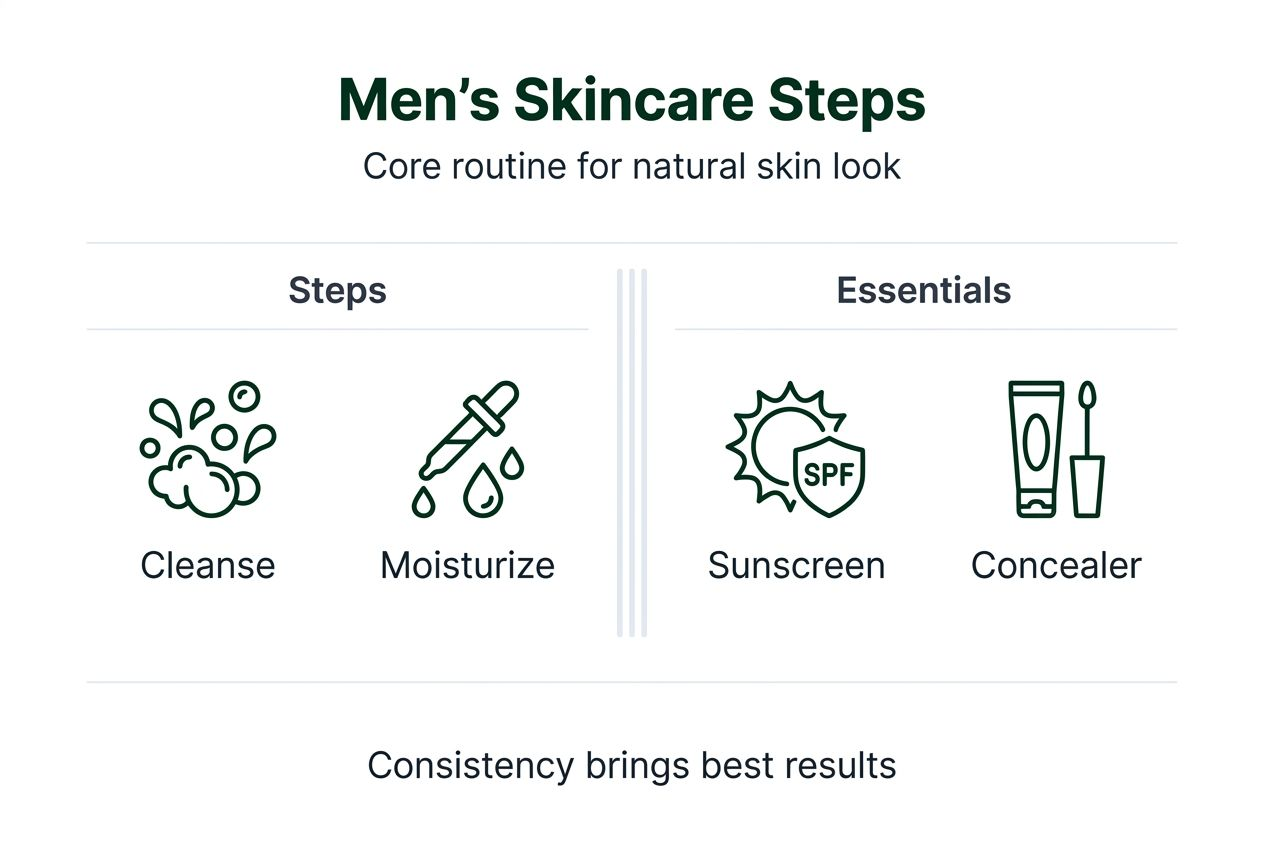 Infographic visualizing men's simple skincare workflow