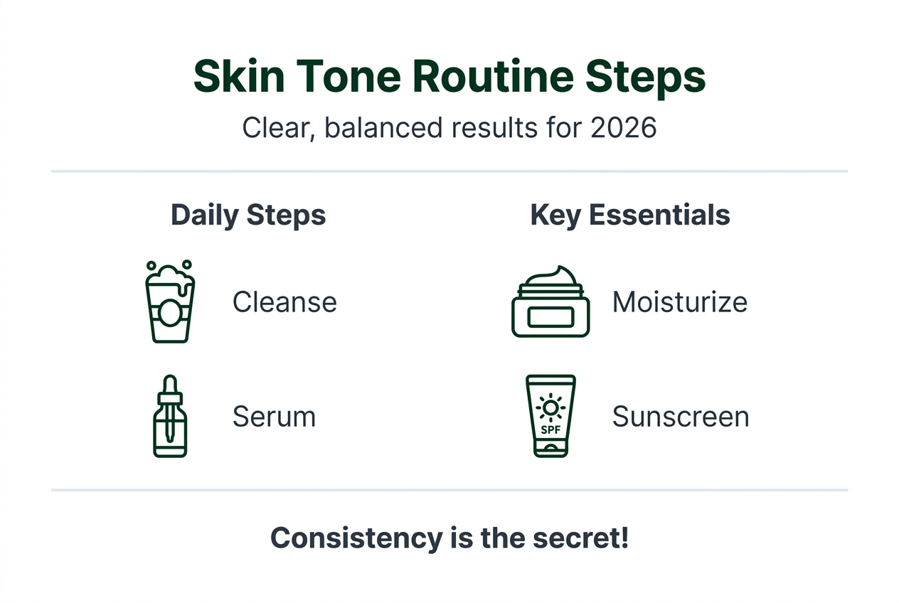 Infographic visualizing core skin tone steps