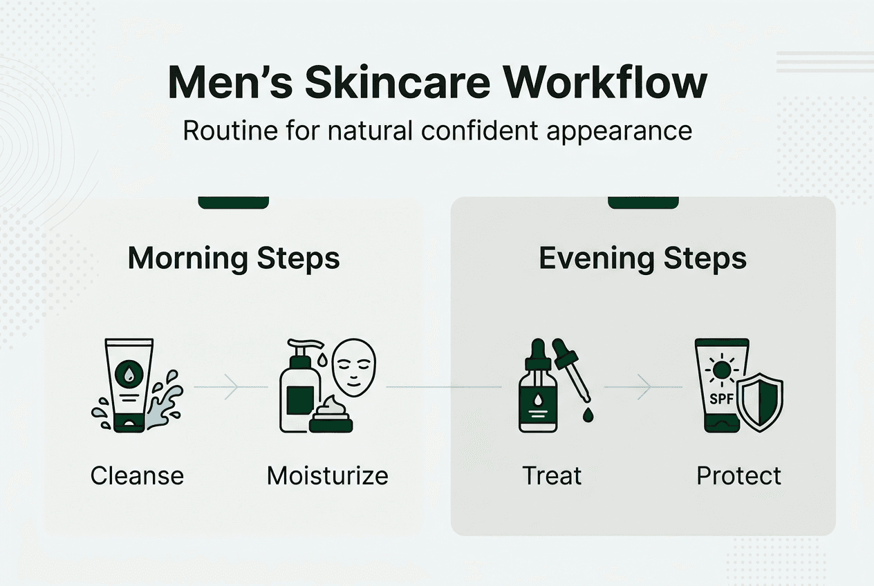 Infographic showing daily skincare routine steps