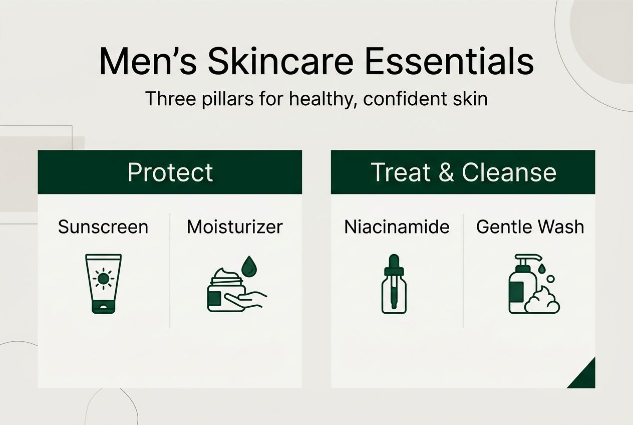 Infographic with core men's skincare steps