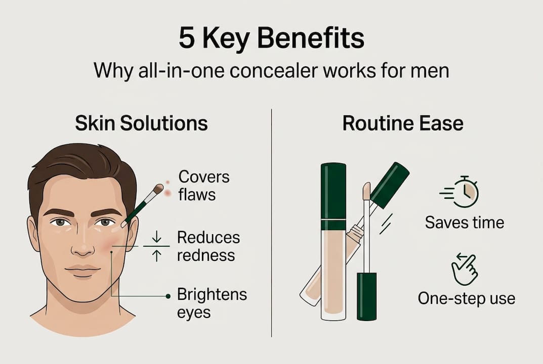 Infographic shows five benefits of all-in-one concealer