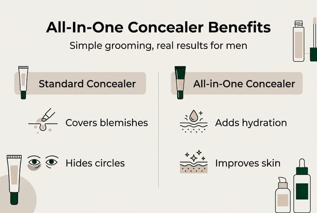 Infographic comparing concealer types and benefits