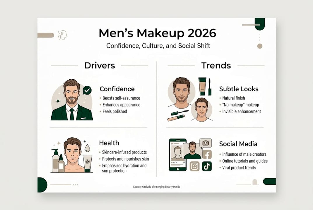 Infographic showing drivers and trends in men’s makeup