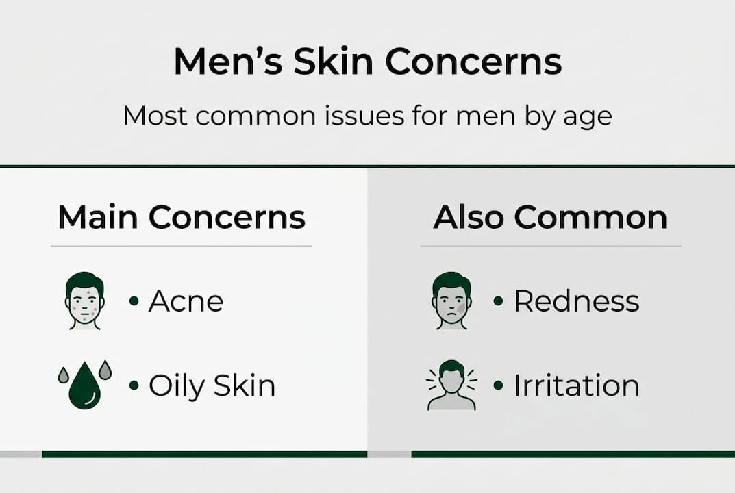 Infographic showing common men’s skin concerns