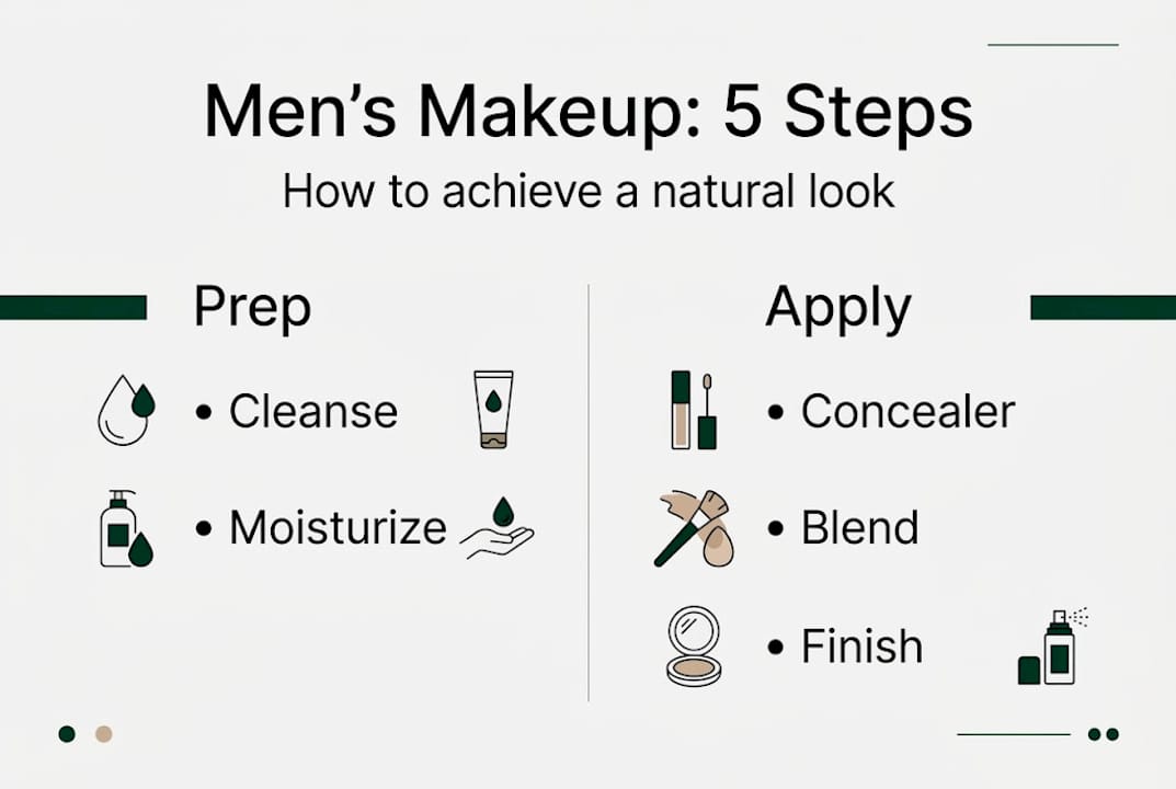 Infographic shows 5 makeup steps for men