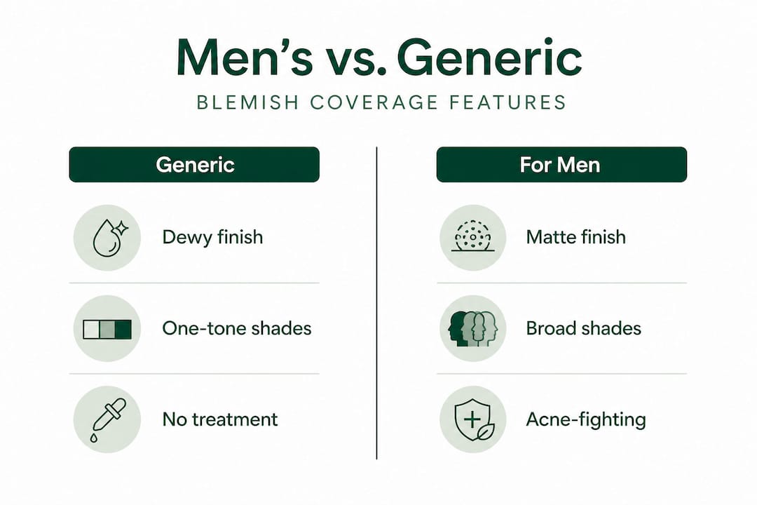 Infographic comparing men’s and generic concealers